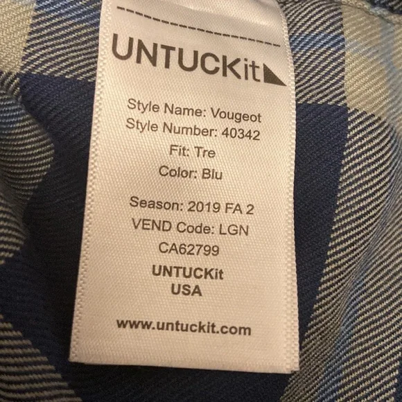 UNTUCKIt Vougeot Flannel Cotton Button Shirt Men’s X-LARGE-TALL LS Plaid. - Picture 4 of 5